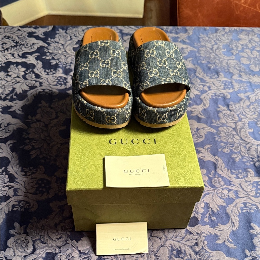 Gucci Denim Blue Women's Mules Size 6.5/7